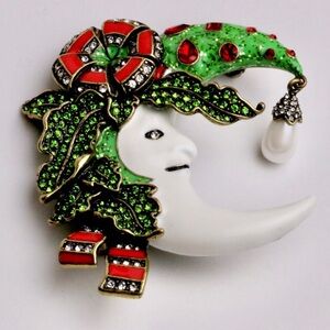 Heidi Daus Green and Red Holiday Brooch